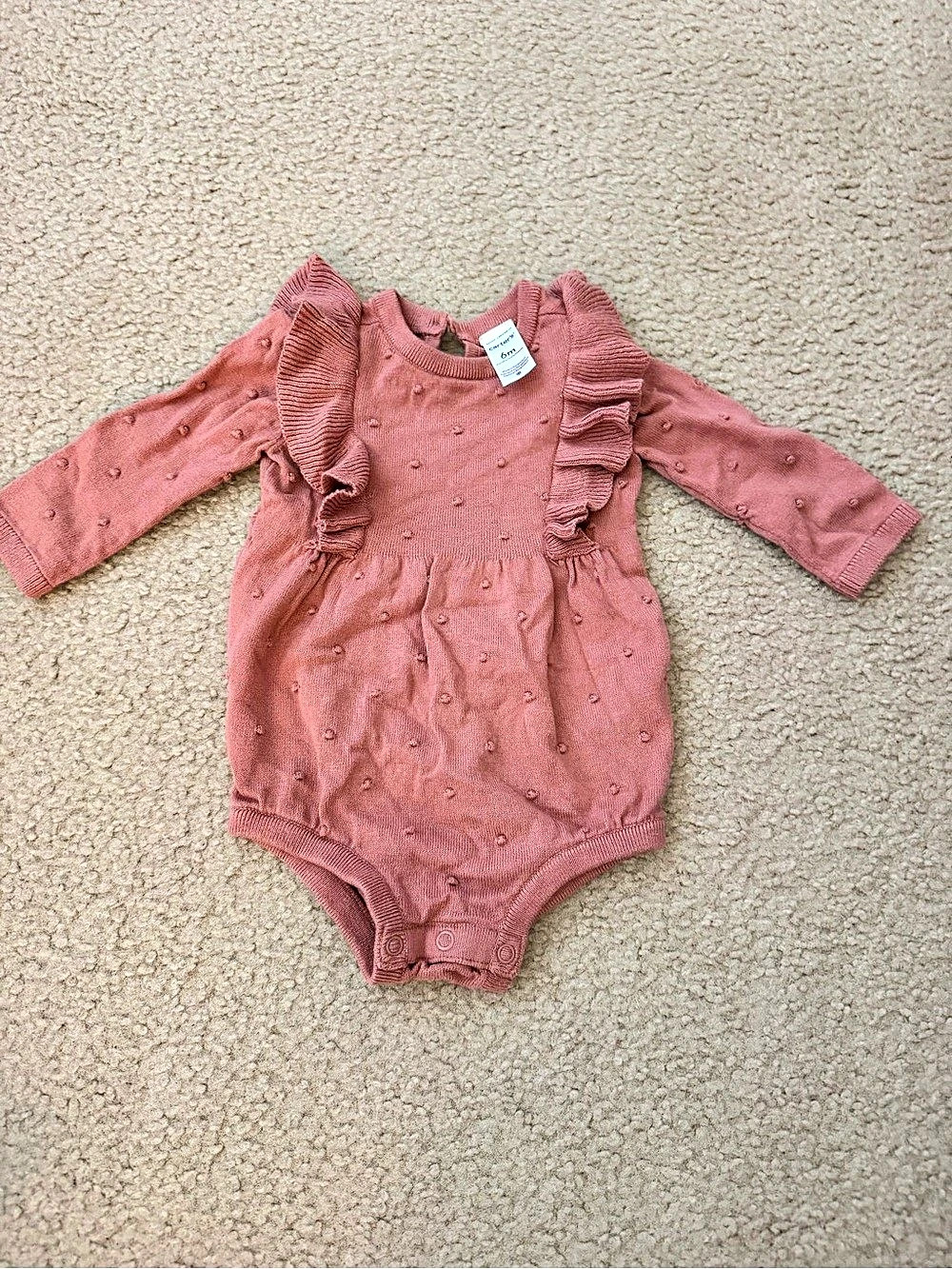 Carter's Baby Pink Ruffle Romper Size 6M Like New